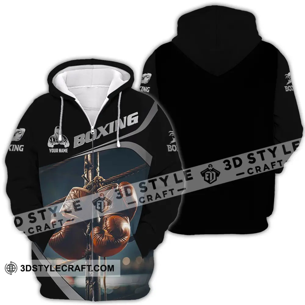 Unisex Shirt - Custom Text Boxing Zipper Hoodie / S T-Shirt